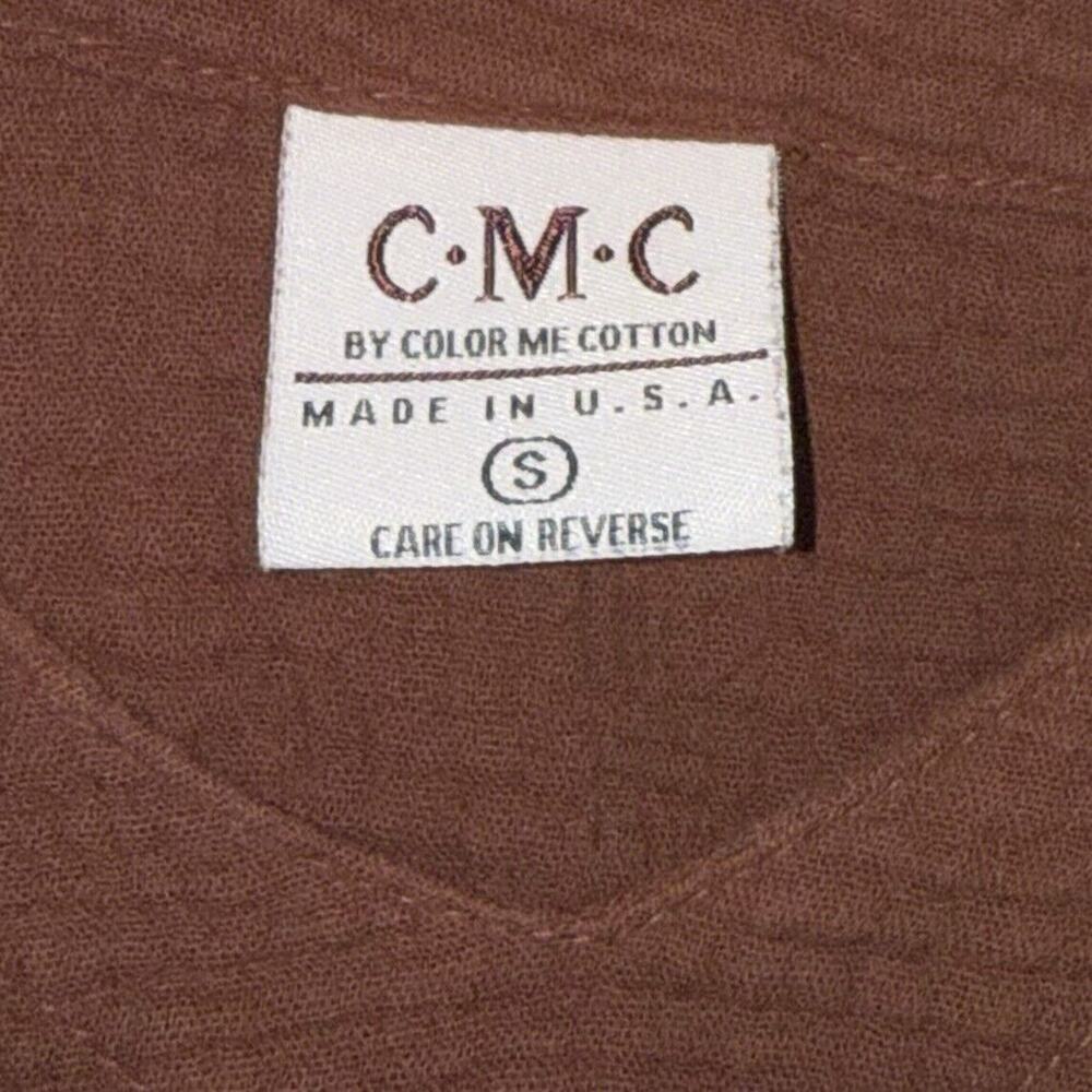 Color Me Cotton CMC Top Shirt Women's Small Brown Button Accent Back Popover - Picture 6 of 9